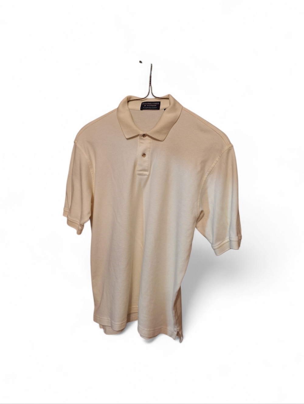 Roundtree & Yorke Fine Pima Cotton Pullover Polo Shirt Men's Medium Preppy WHITE